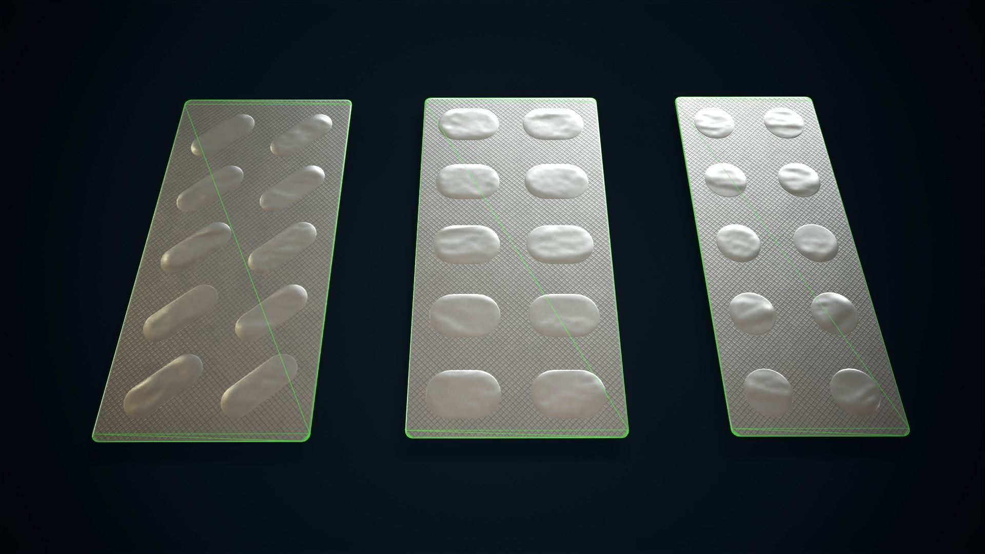 Blisters with pills Low-poly 3D model_9