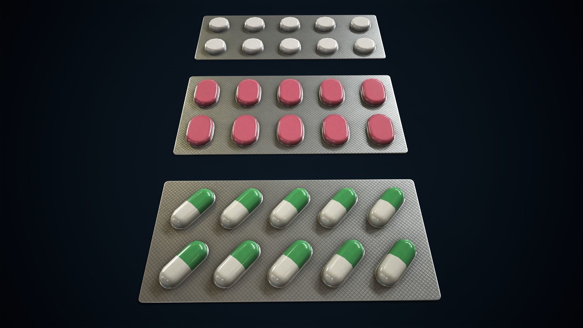 Blisters with pills Low-poly 3D model_6