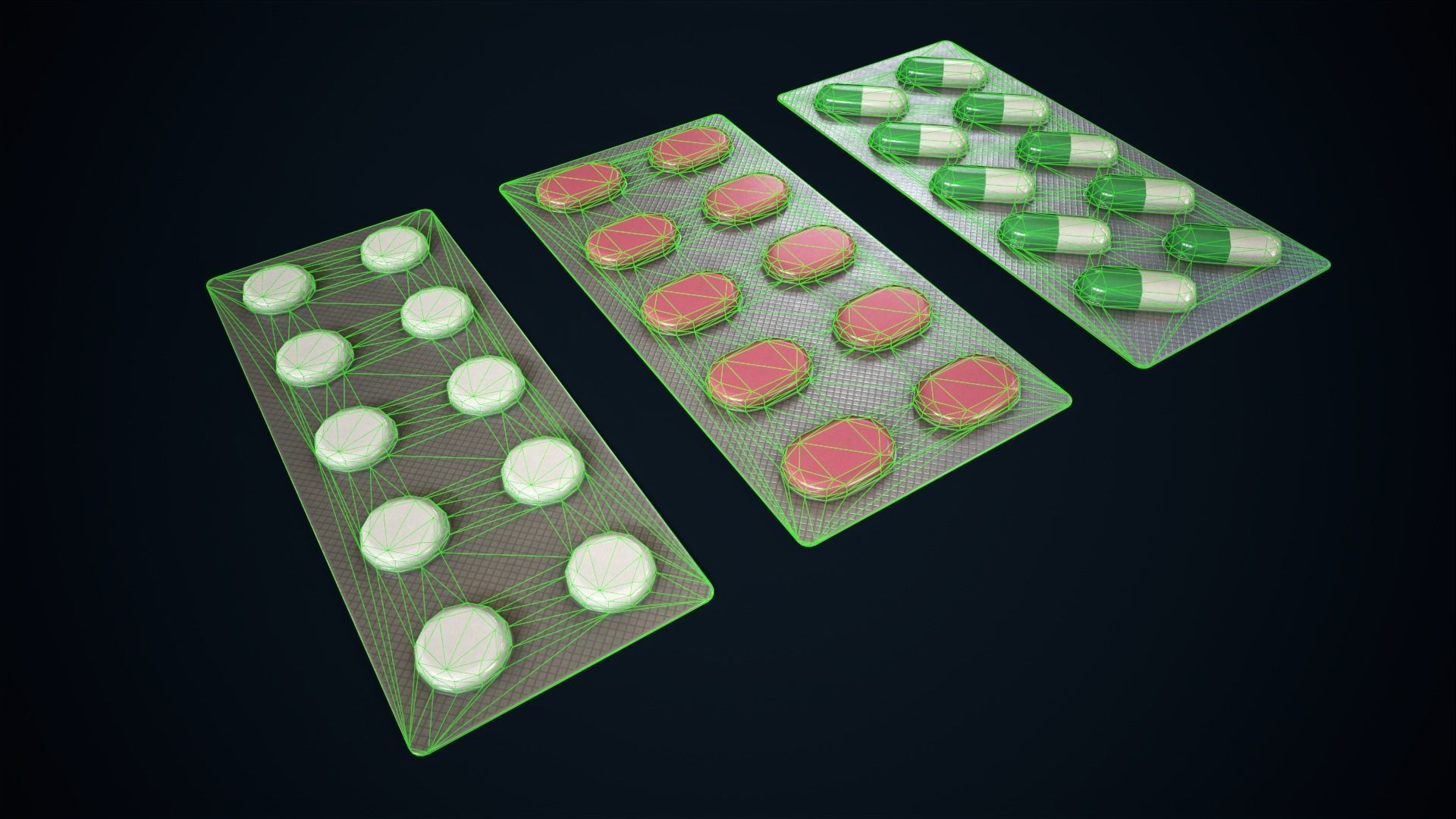 Blisters with pills Low-poly 3D model_10