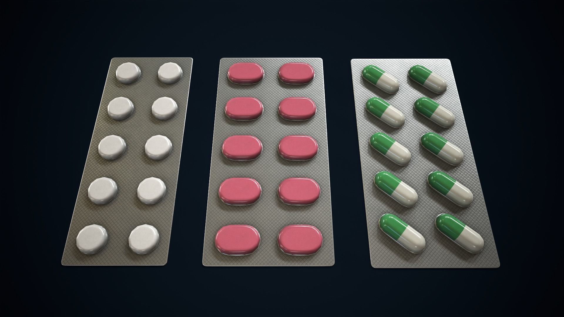 Blisters with pills Low-poly 3D model_2