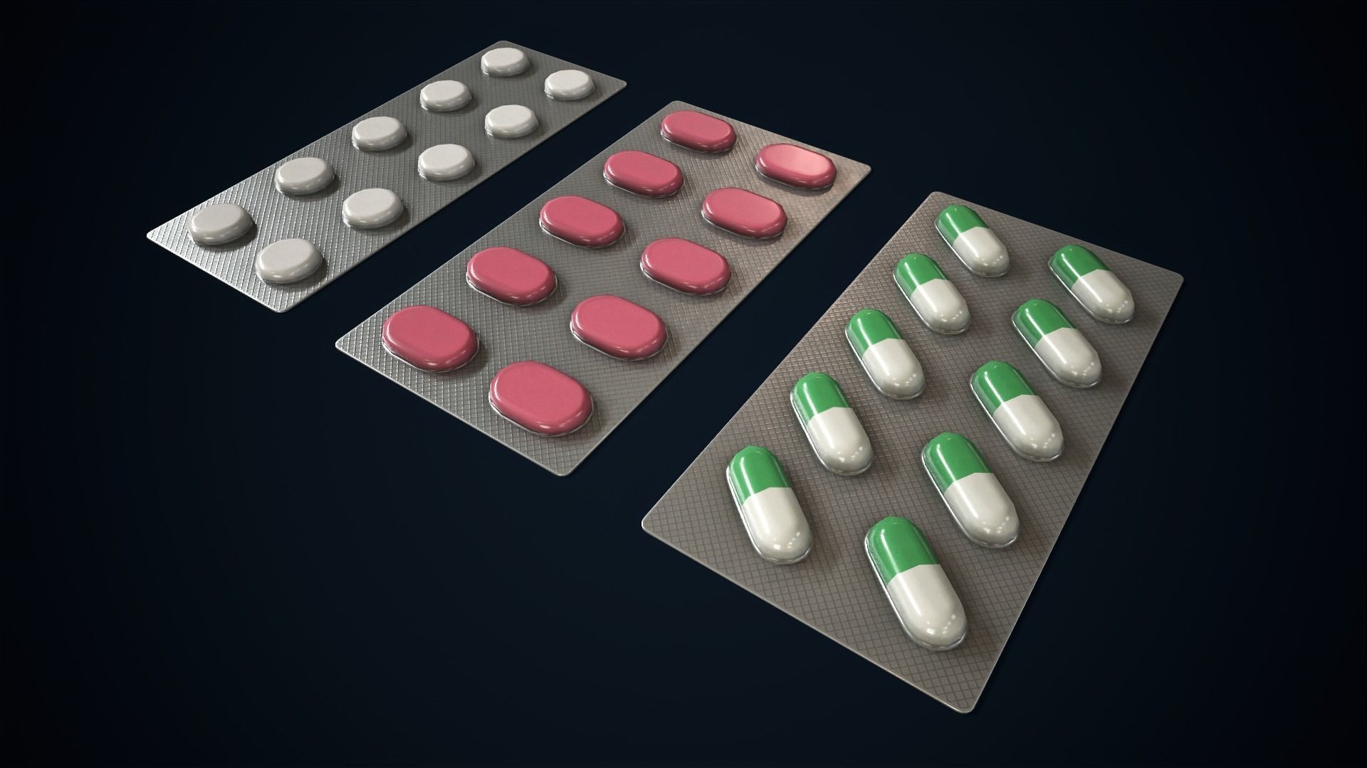 Blisters with pills Low-poly 3D model_5