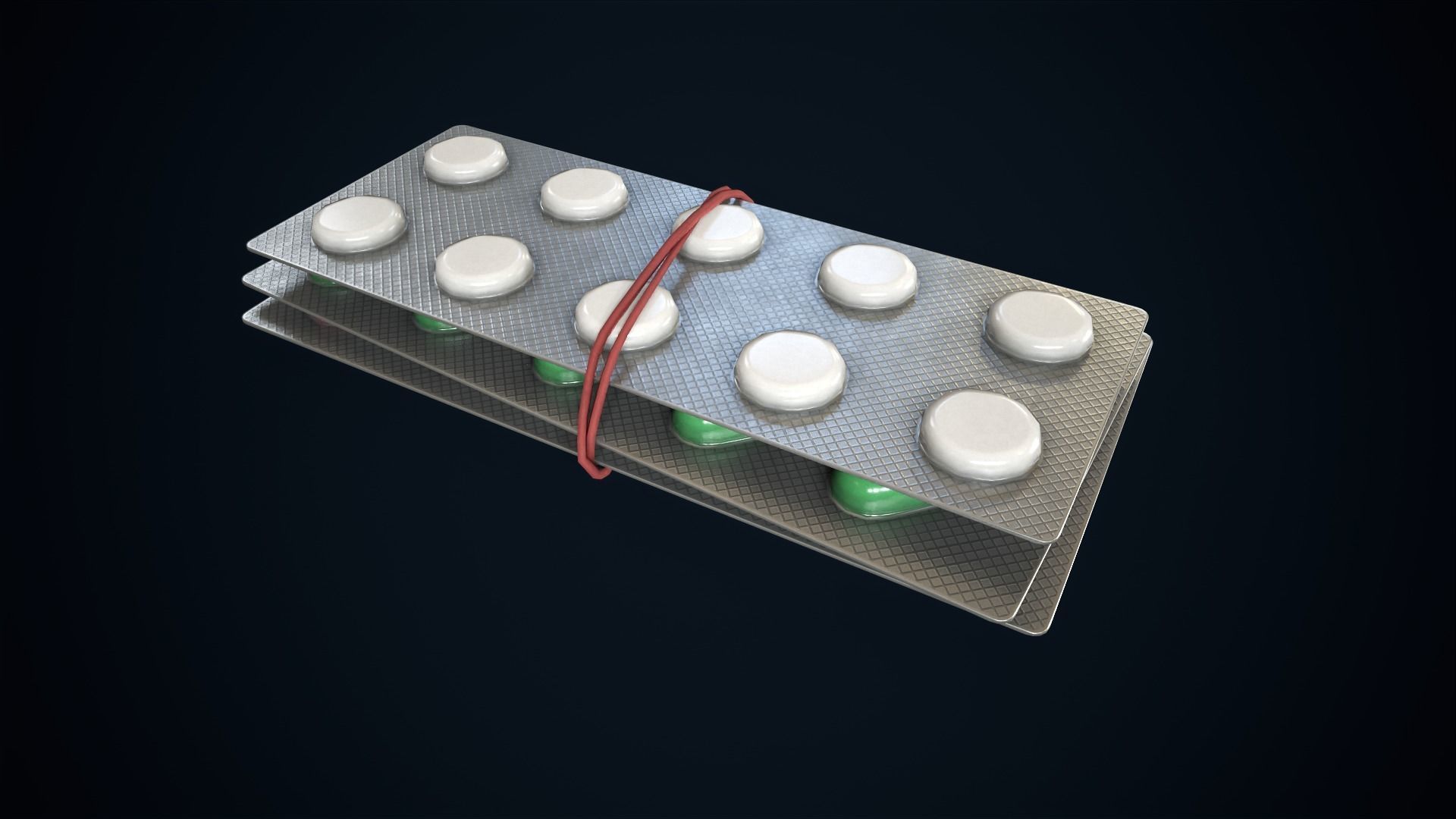 Blisters with pills Low-poly 3D model_1