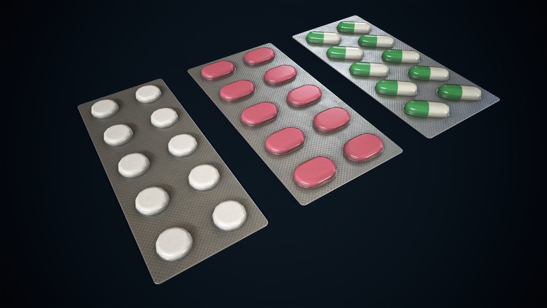 Blisters with pills Low-poly 3D model_4