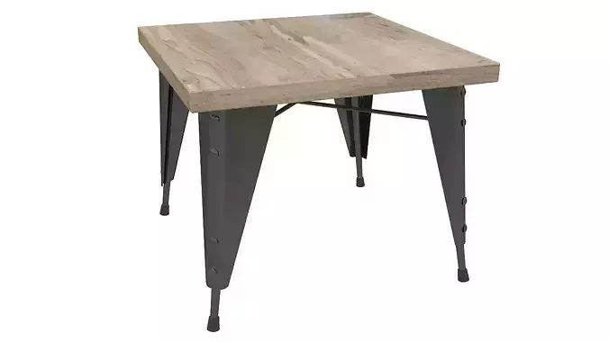 Metal table wood top 3D model