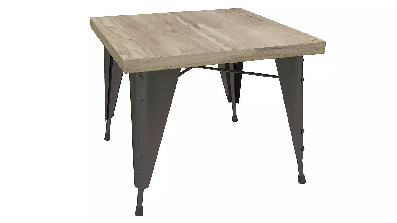 Metal table wood top 3D model_0