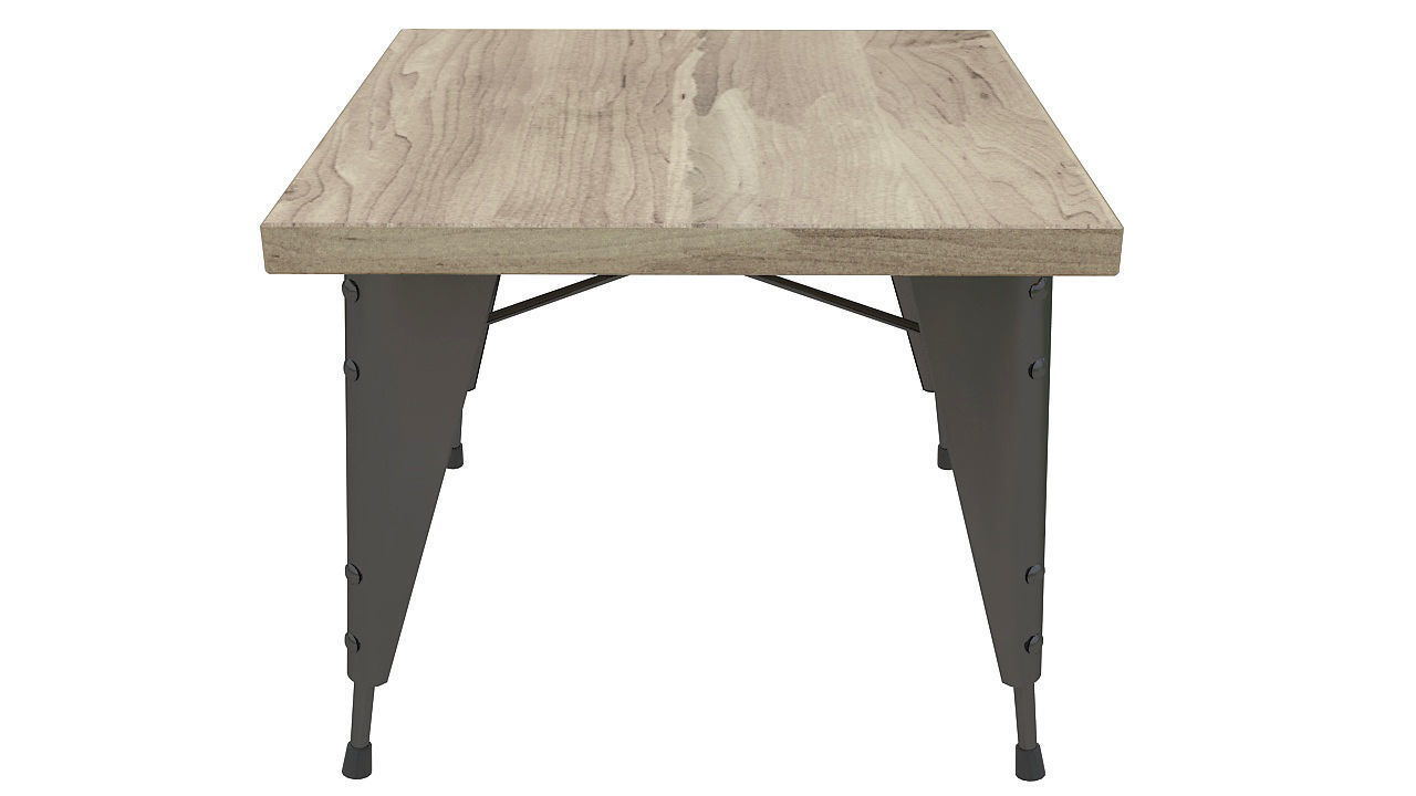 Metal table wood top 3D model_1