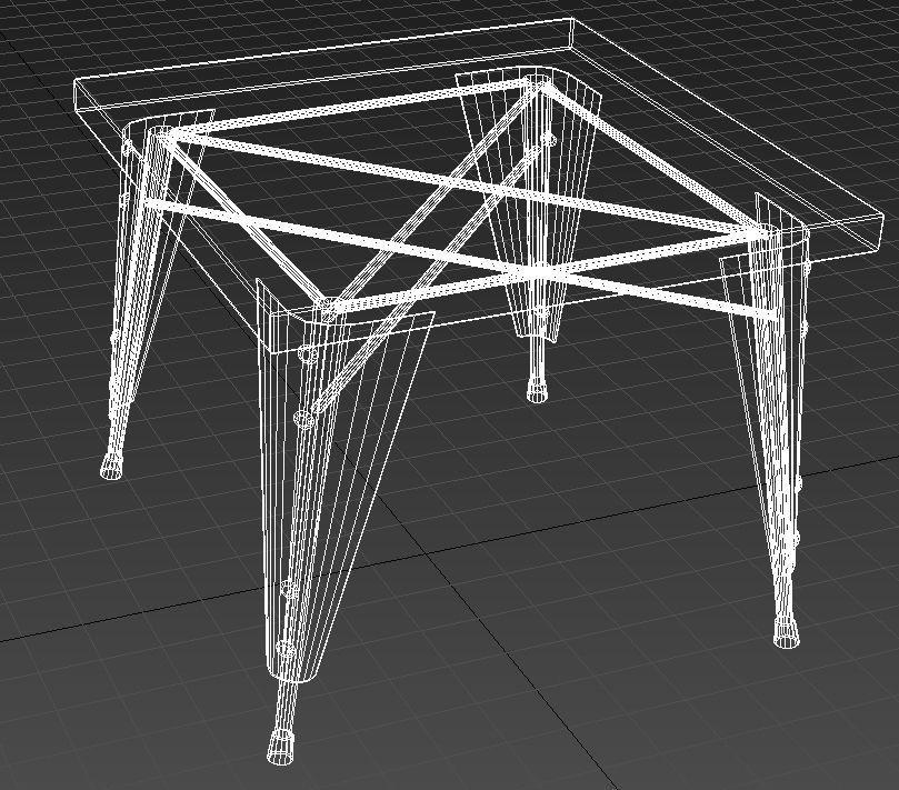 Metal table wood top 3D model_9