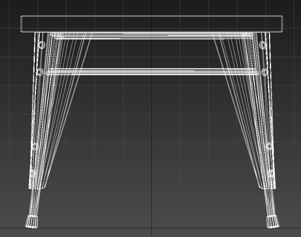 Metal table wood top 3D model_11