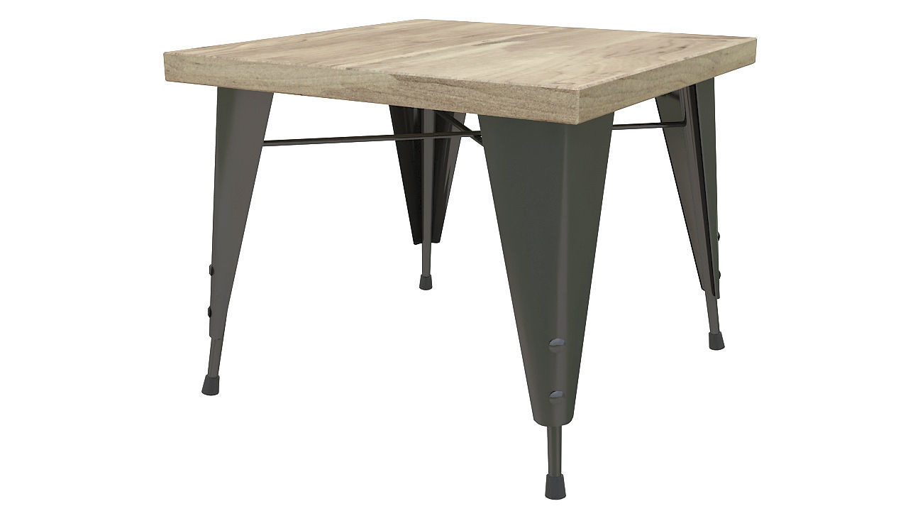 Metal table wood top 3D model_2