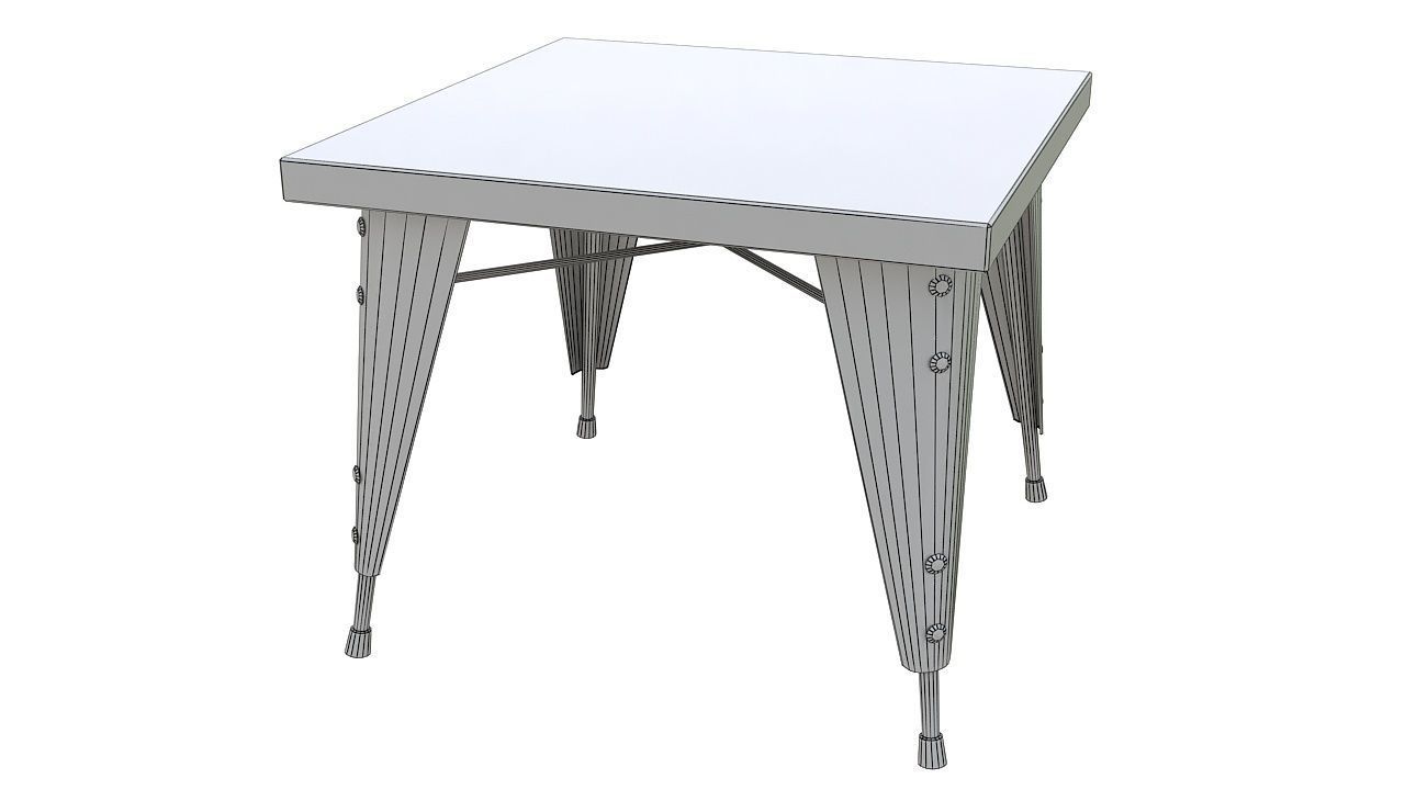 Metal table wood top 3D model_6