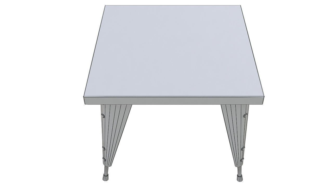 Metal table wood top 3D model_7
