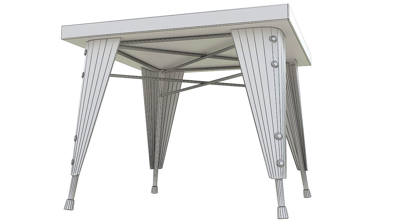Metal table wood top 3D model_5