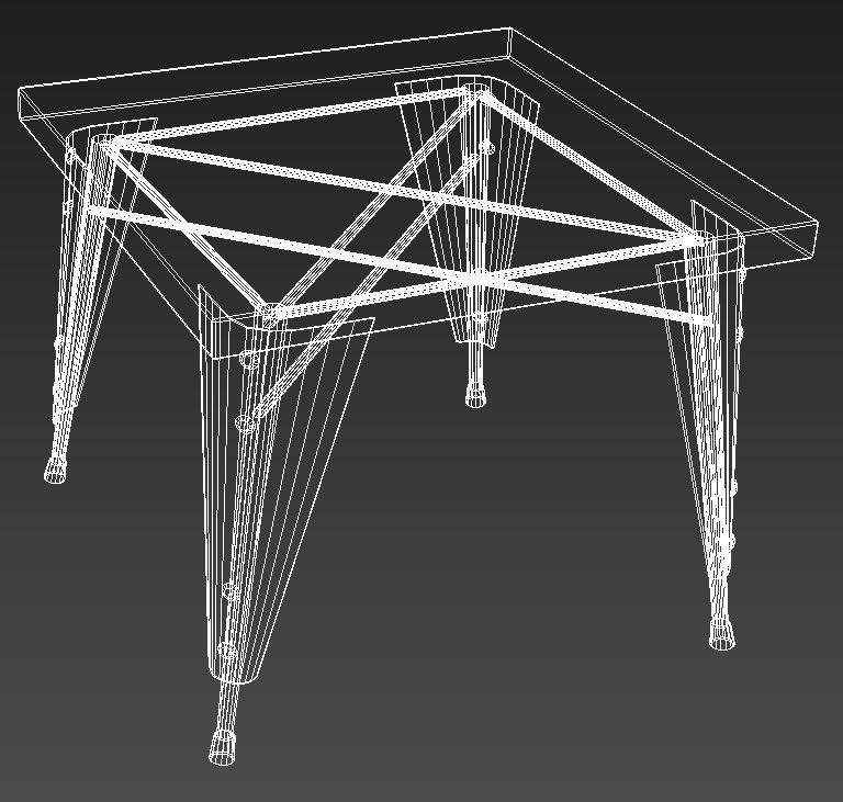 Metal table wood top 3D model_10