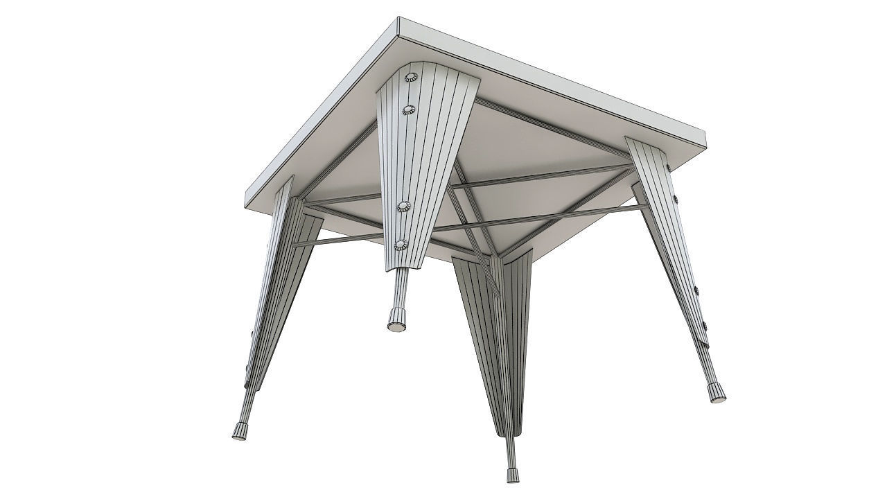 Metal table wood top 3D model_8