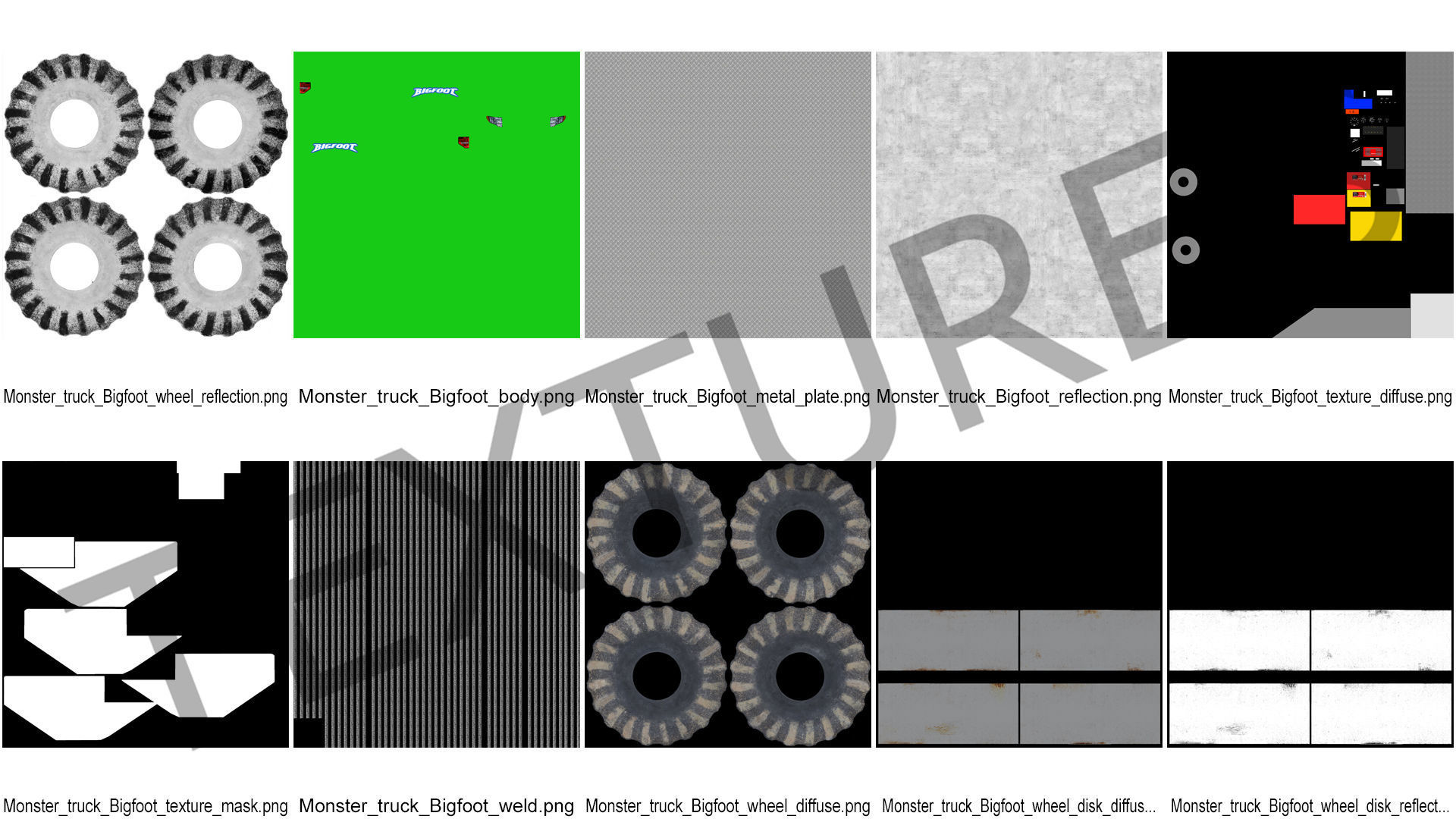 Monster Truck Bigfoot Generic Rigged 3D model_21