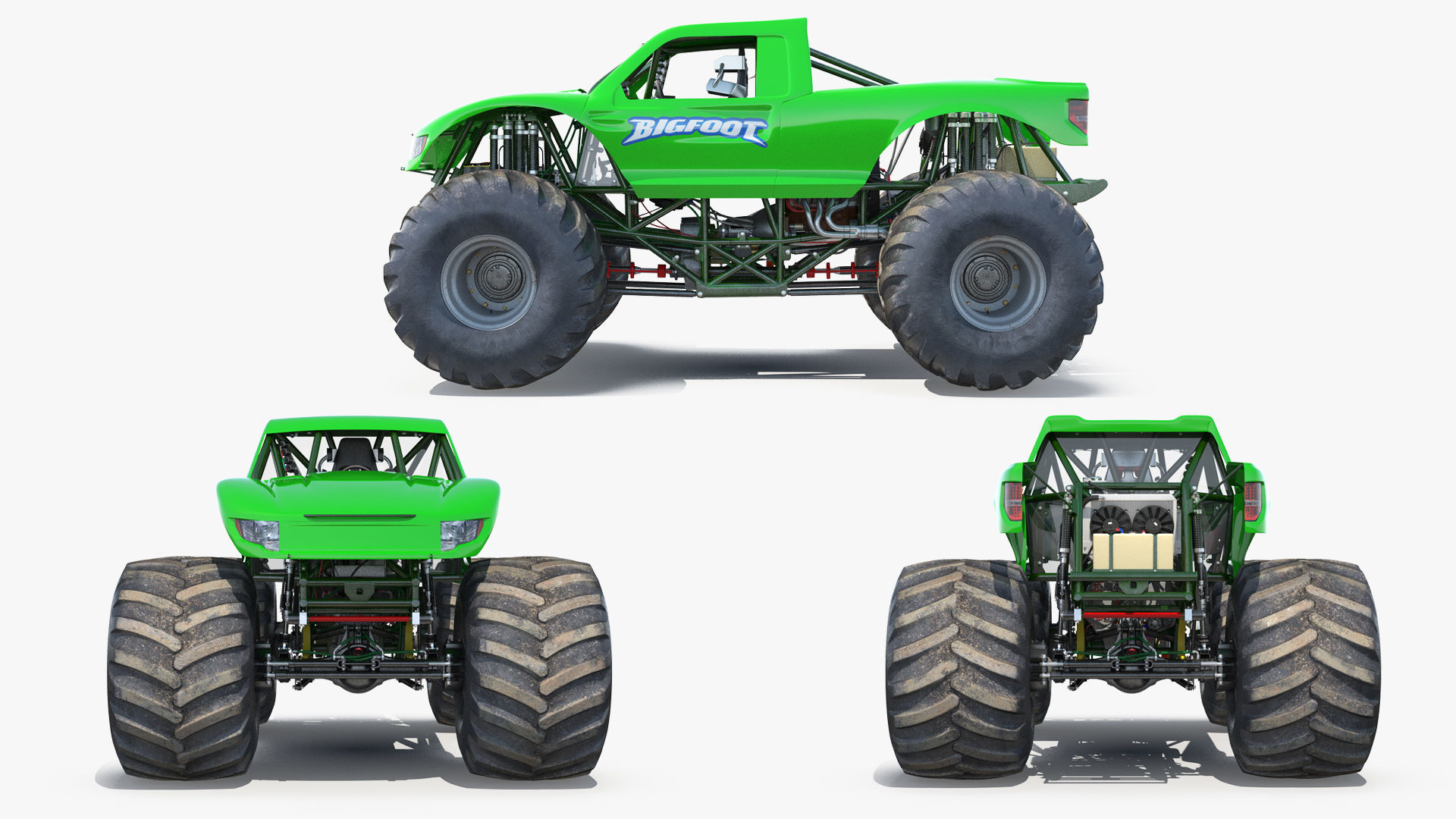Monster Truck Bigfoot Generic Rigged 3D model_7