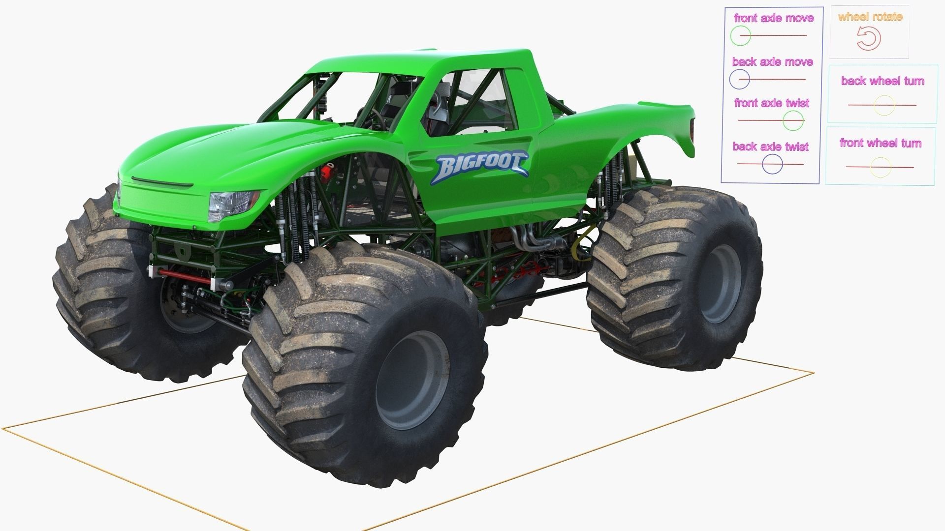 Monster Truck Bigfoot Generic Rigged 3D model_16