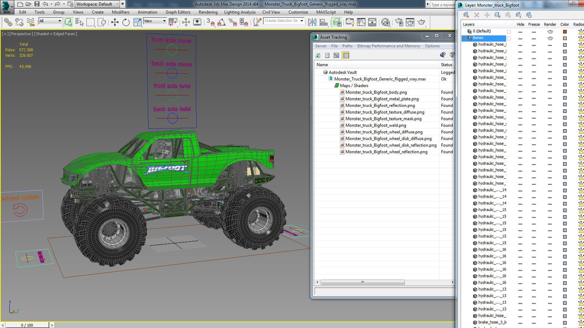 Monster Truck Bigfoot Generic Rigged 3D model_20