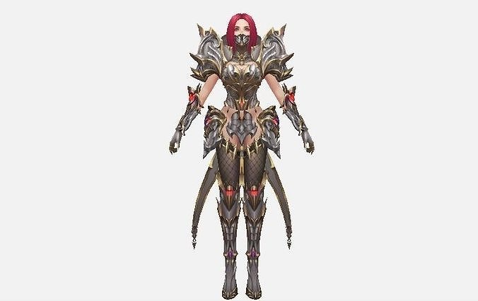 Female Warrior Character Low-poly 3D model