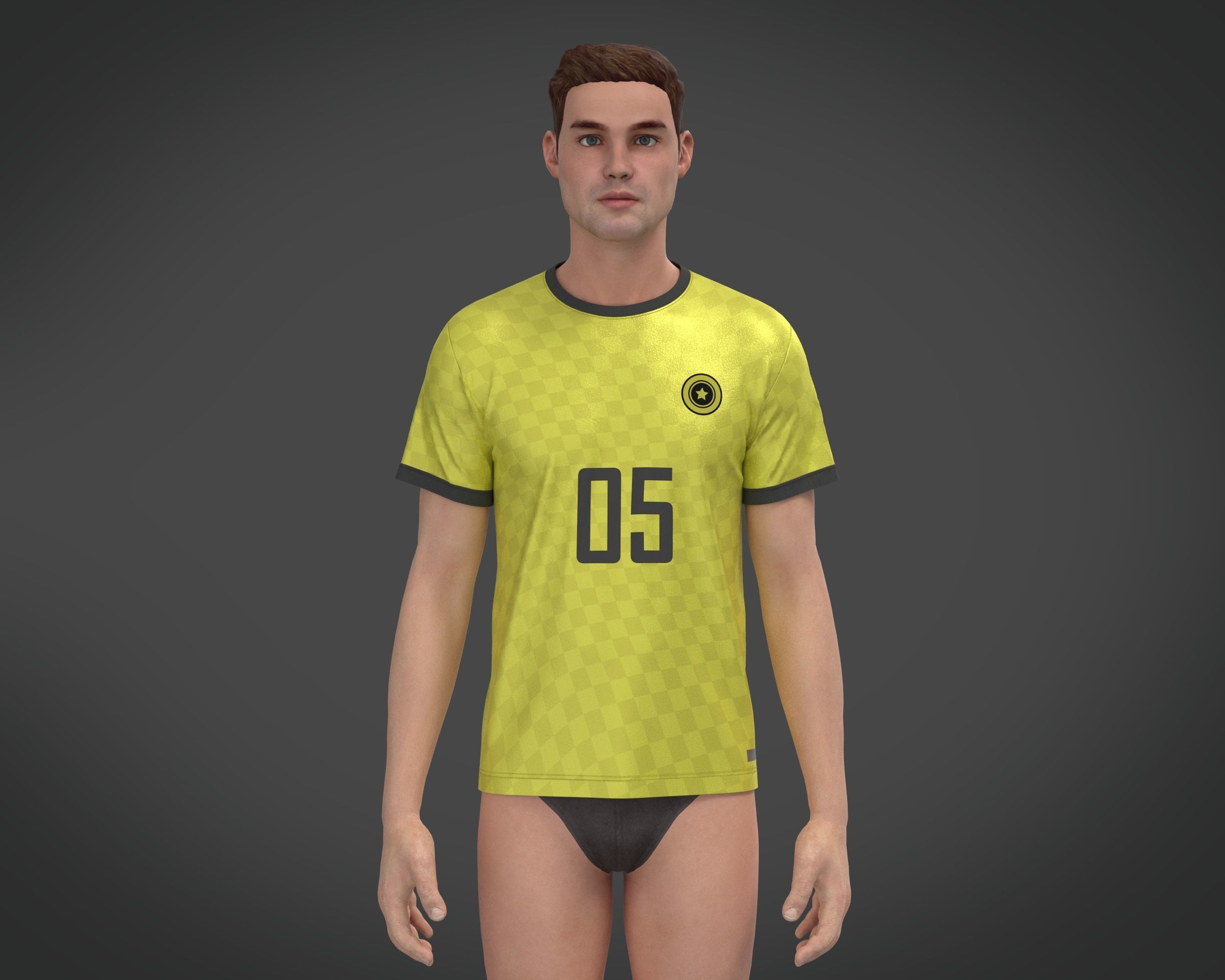 Soccer Yellow Jersey Player-05 3D model_1