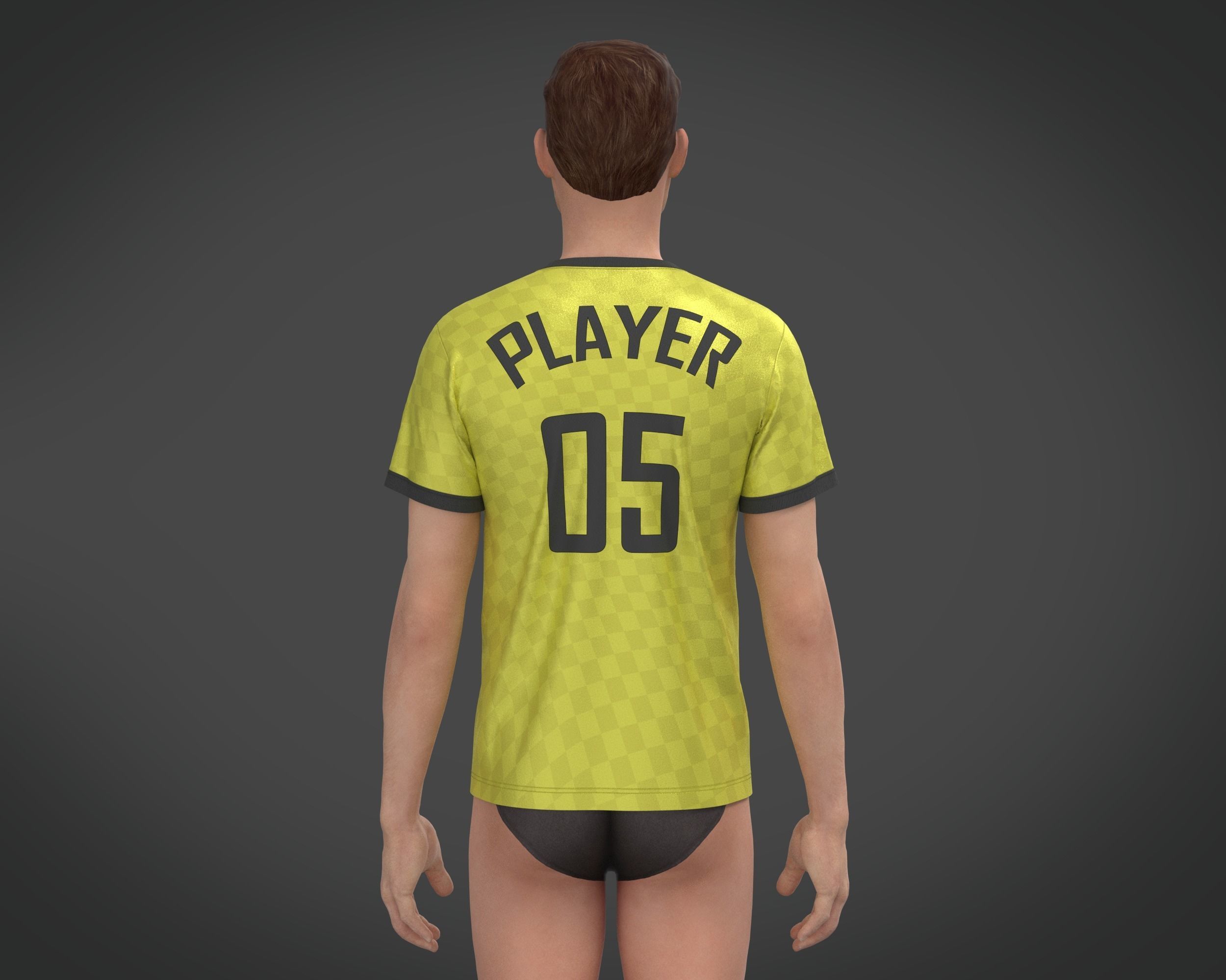 Soccer Yellow Jersey Player-05 3D model_7