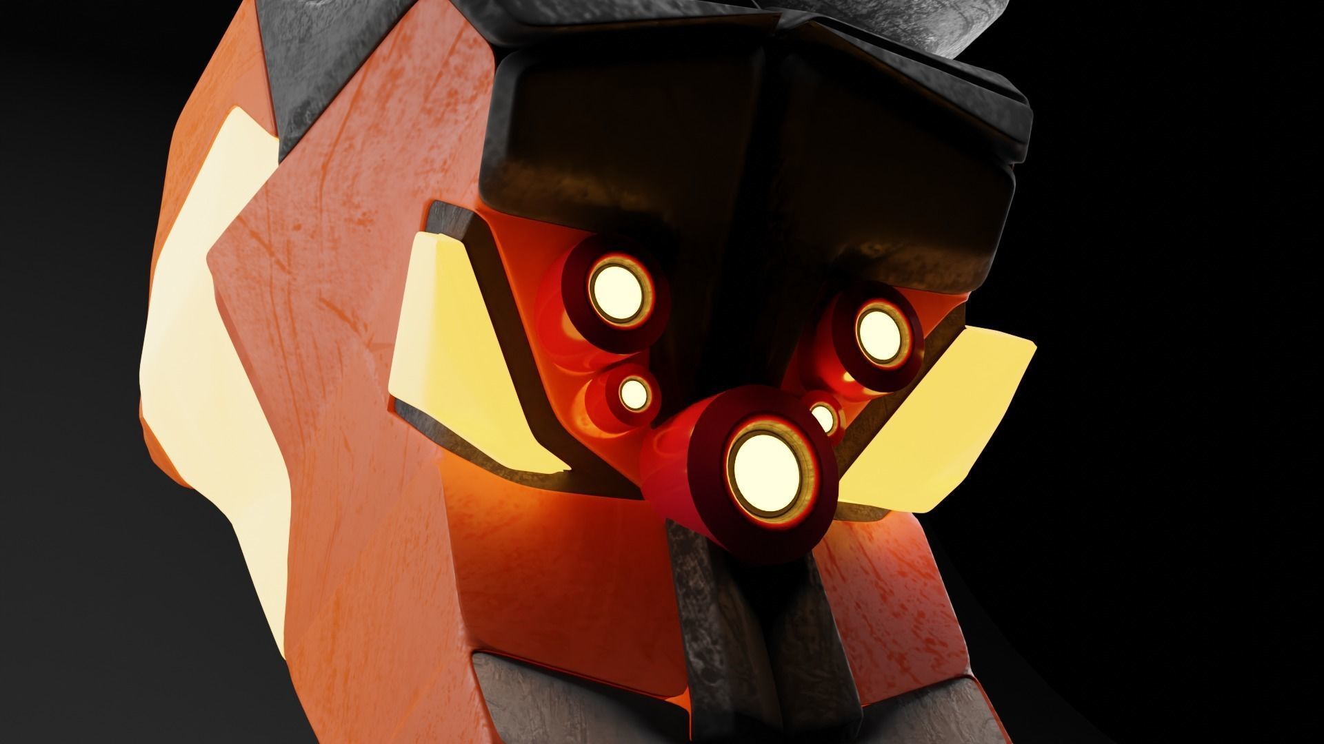 Robots head with laser-ray eyes Low-poly 3D model_6
