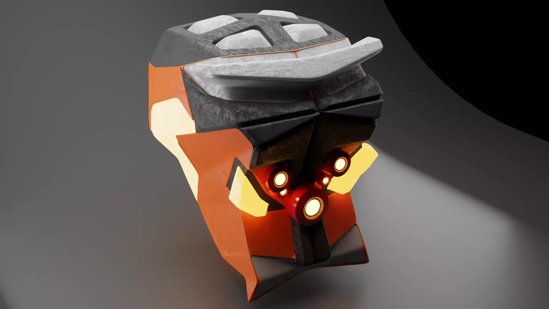 Robots head with laser-ray eyes Low-poly 3D model_0