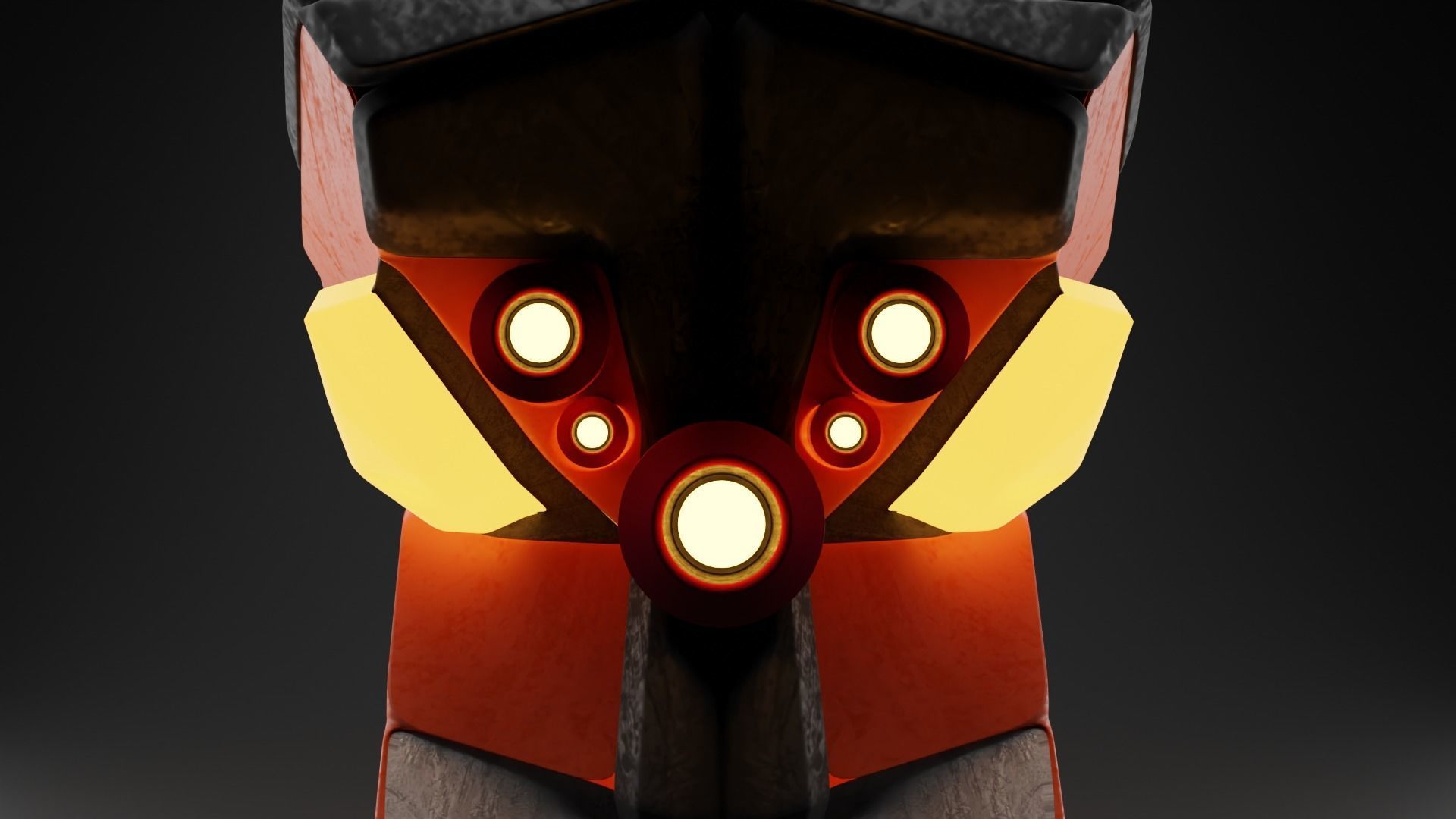 Robots head with laser-ray eyes Low-poly 3D model_8