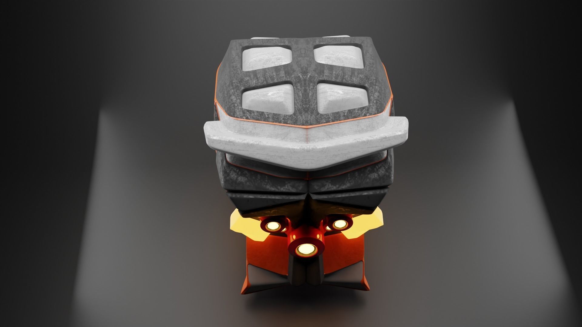 Robots head with laser-ray eyes Low-poly 3D model_3