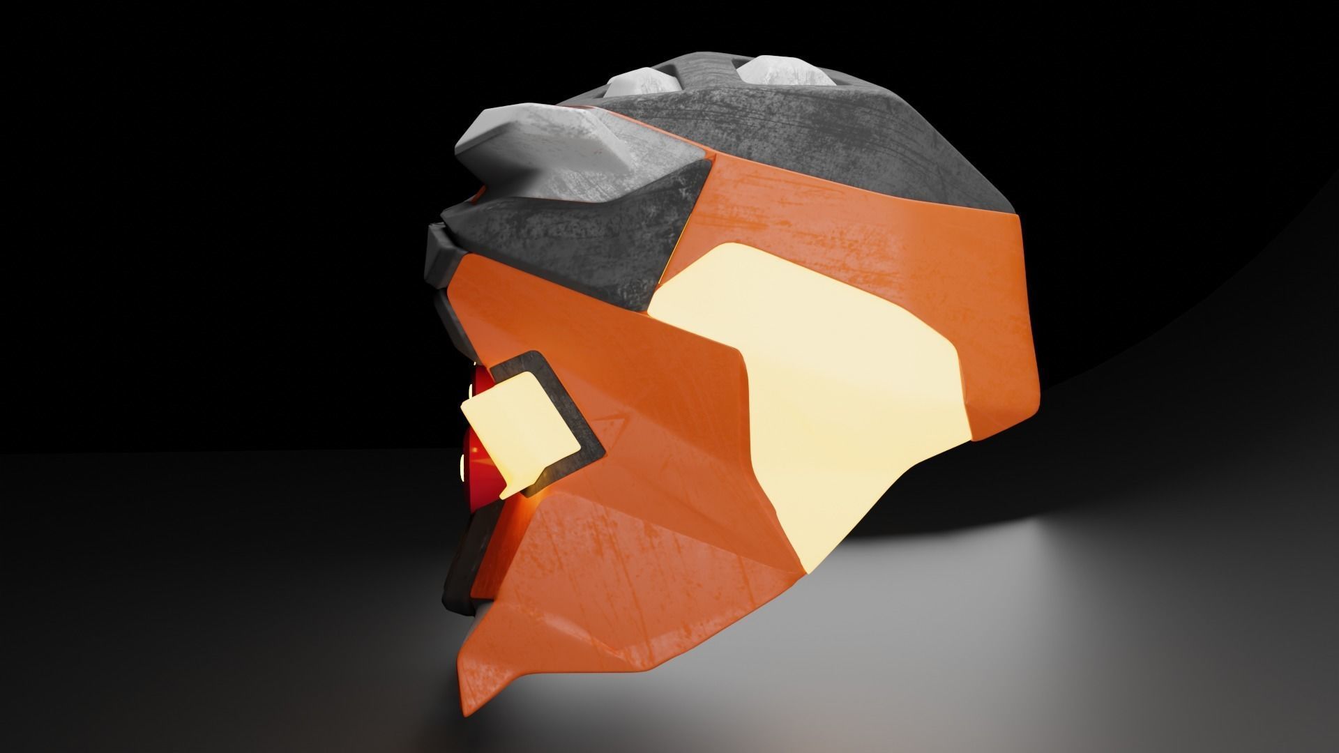 Robots head with laser-ray eyes Low-poly 3D model_5