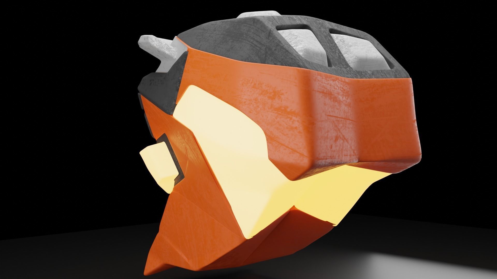 Robots head with laser-ray eyes Low-poly 3D model_7