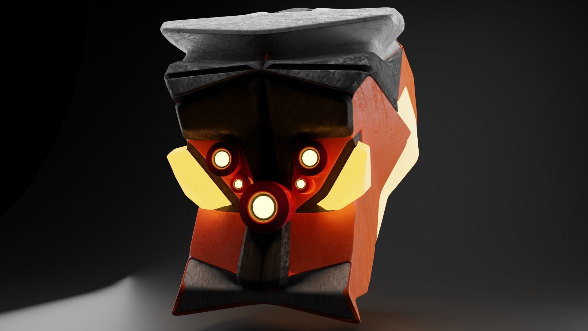 Robots head with laser-ray eyes Low-poly 3D model_1