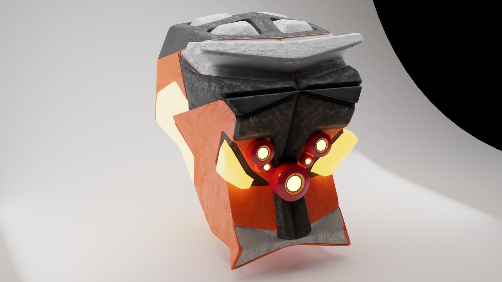 Robots head with laser-ray eyes Low-poly 3D model_4