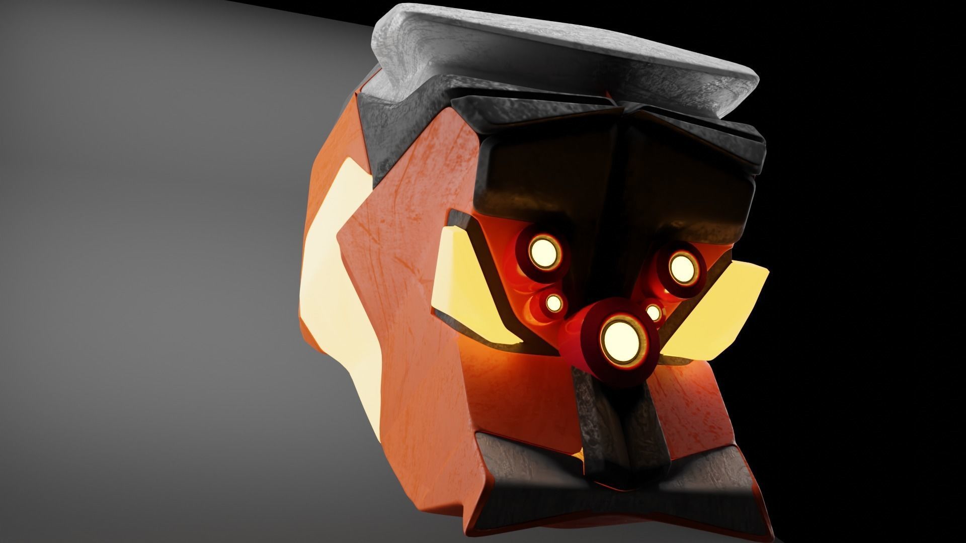 Robots head with laser-ray eyes Low-poly 3D model_10