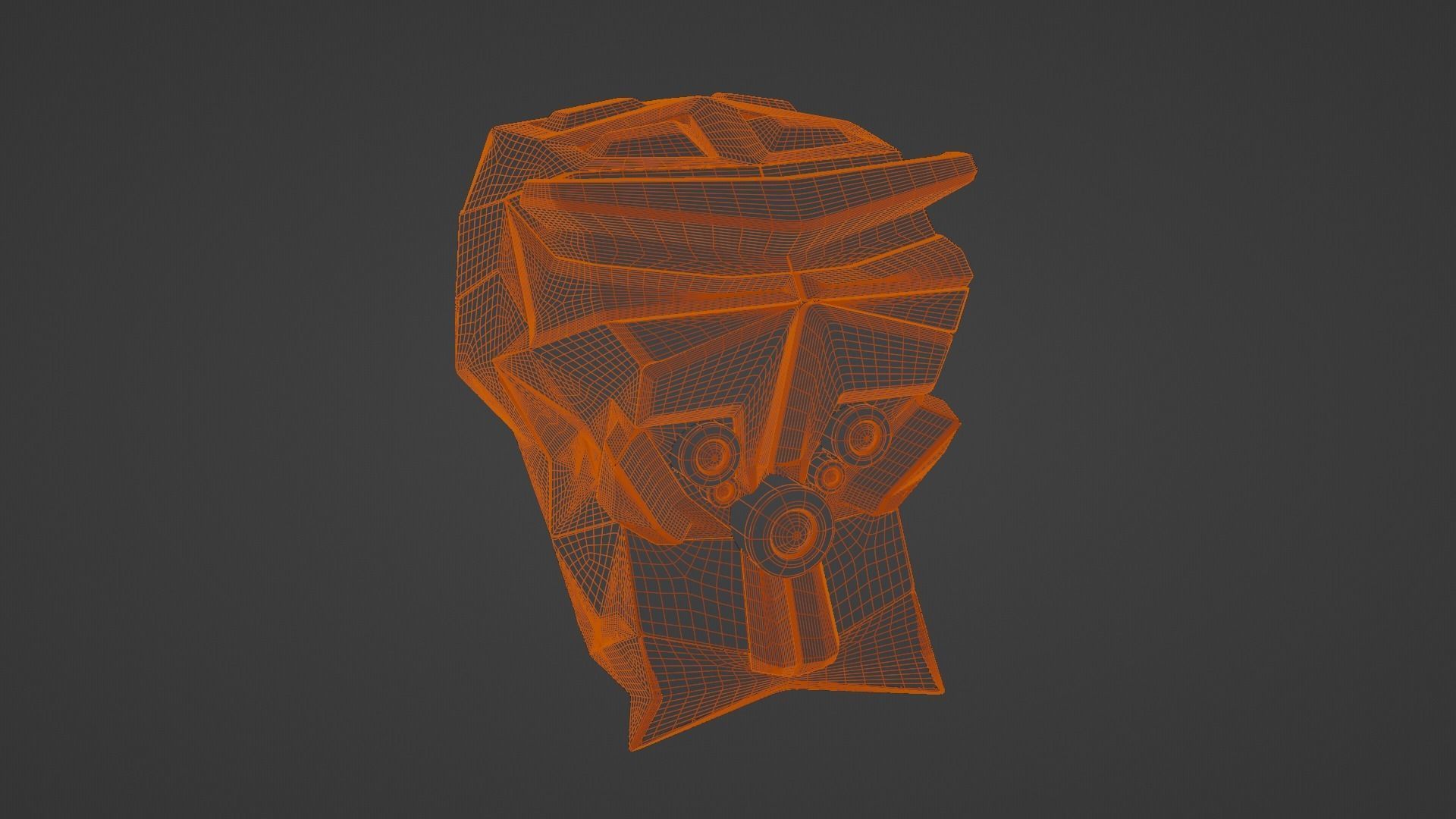 Robots head with laser-ray eyes Low-poly 3D model_12