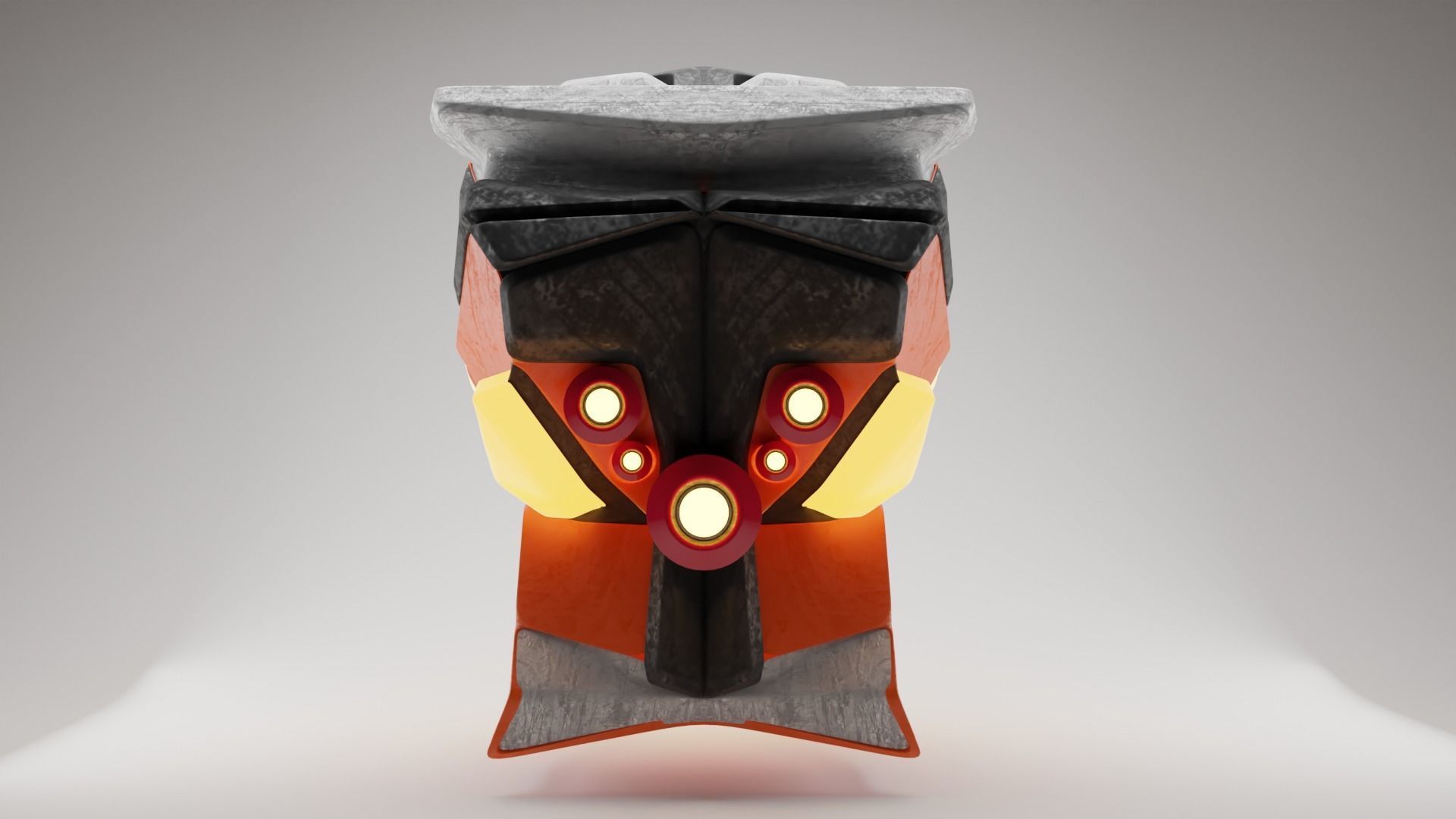 Robots head with laser-ray eyes Low-poly 3D model_2