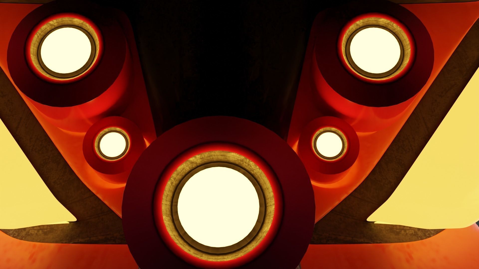 Robots head with laser-ray eyes Low-poly 3D model_11