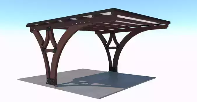 Modern Wooden Carport 3D model