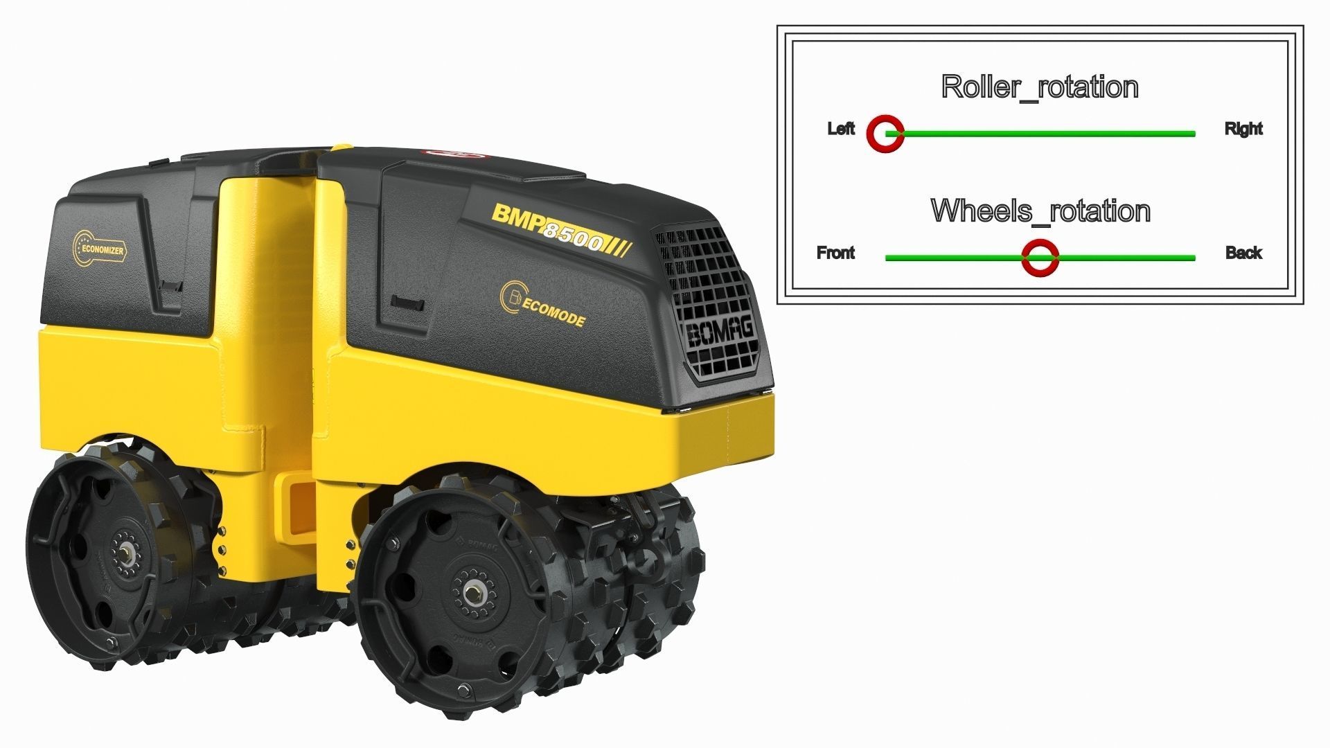 Bomag BMP 8500 Trench Roller Rigged 3D model_2
