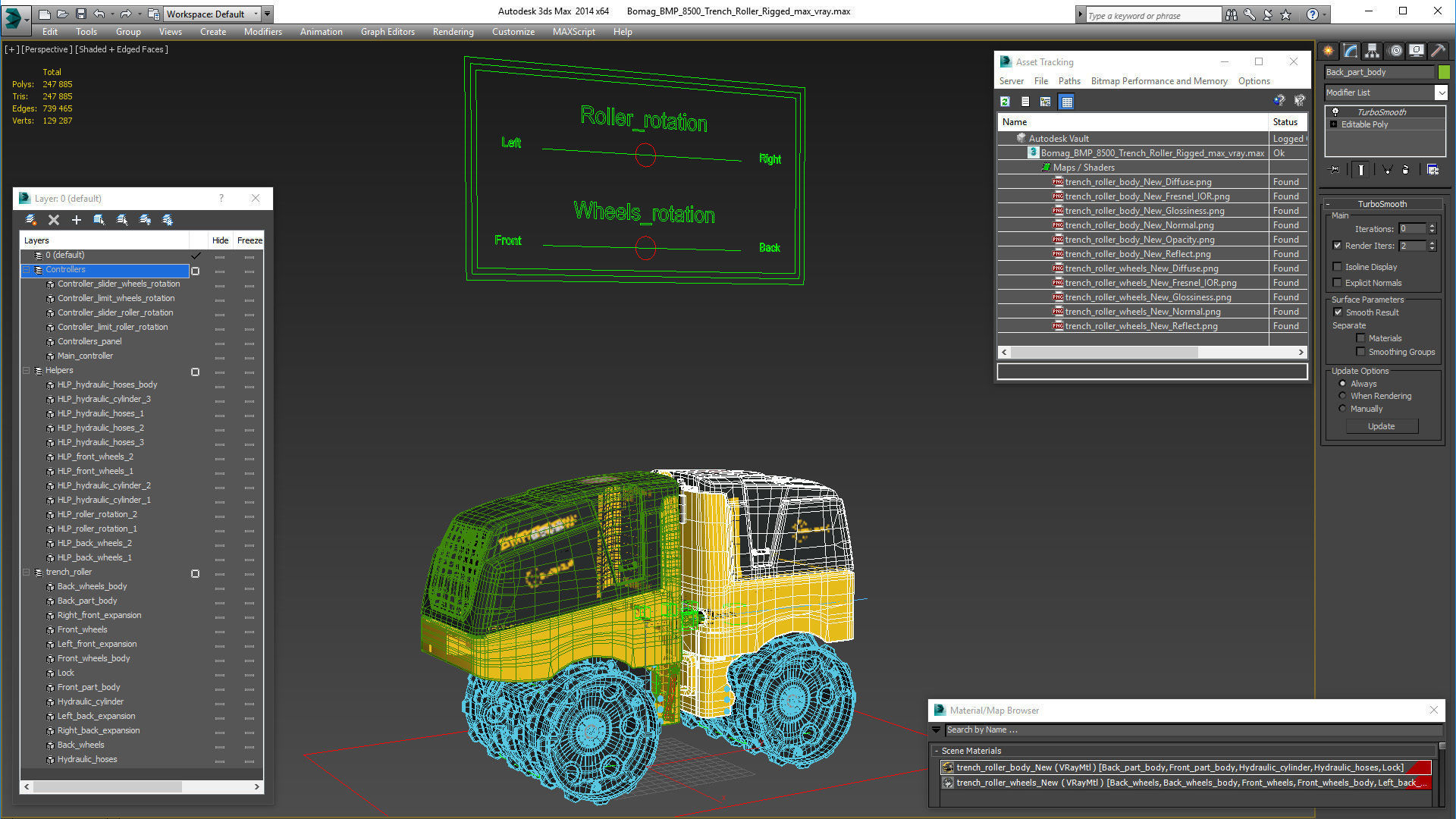 Bomag BMP 8500 Trench Roller Rigged 3D model_22