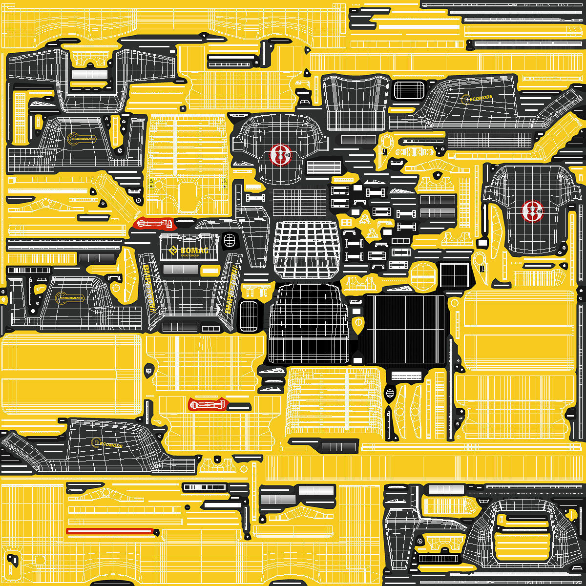 Bomag BMP 8500 Trench Roller Rigged 3D model_20