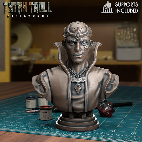 Scarred Wizard  Bust - Pre-Supported 3D print model