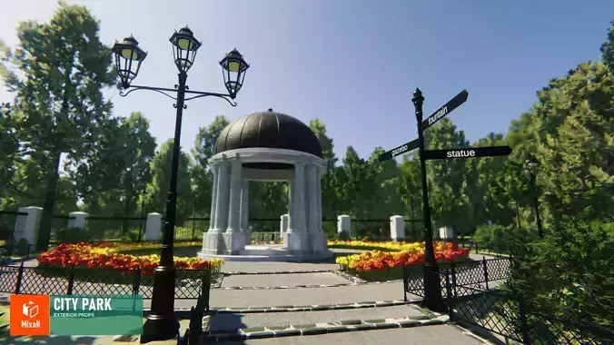 City park - exterior props 3D model