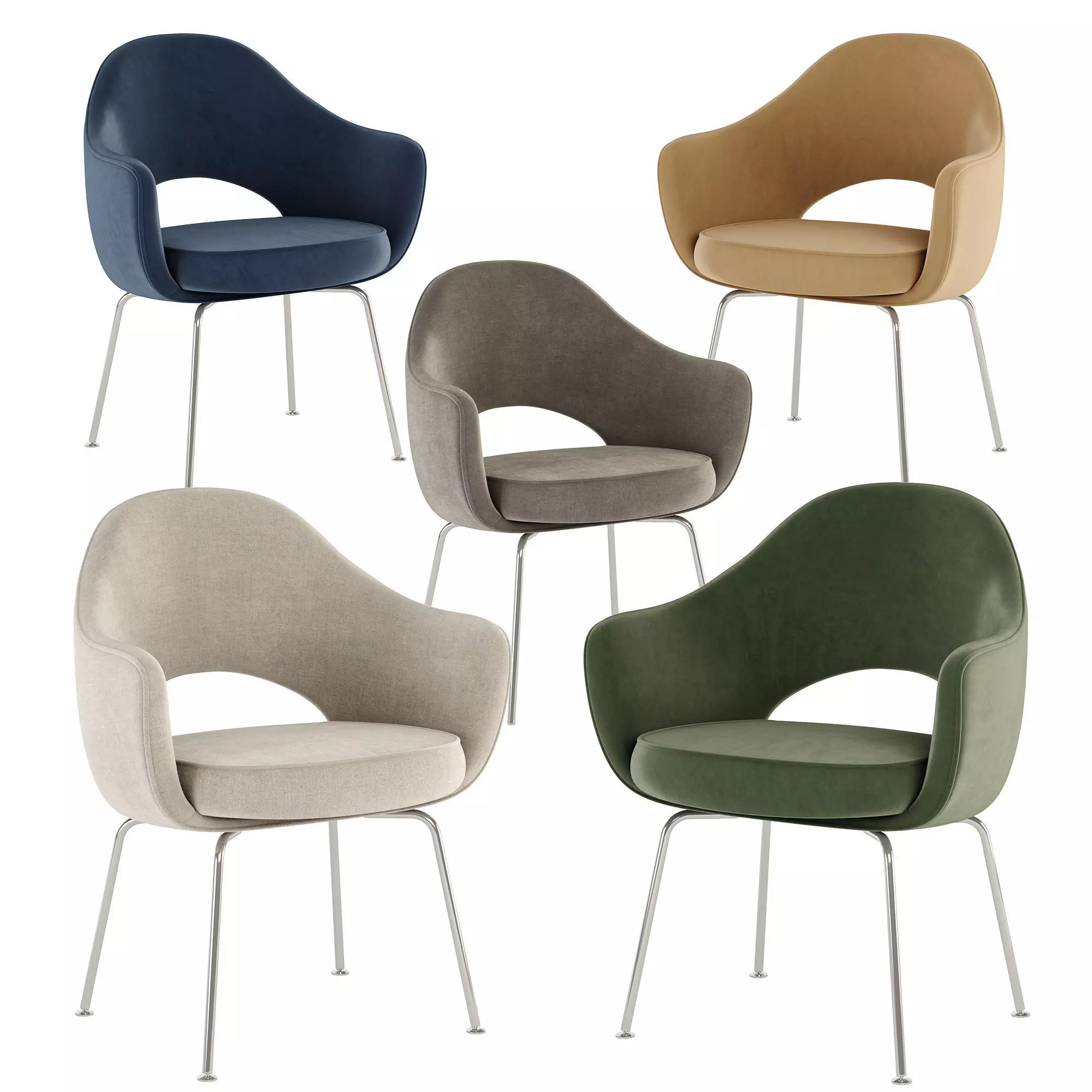 Saarinen Executive Armchair by Knoll Boucle 3D model_0