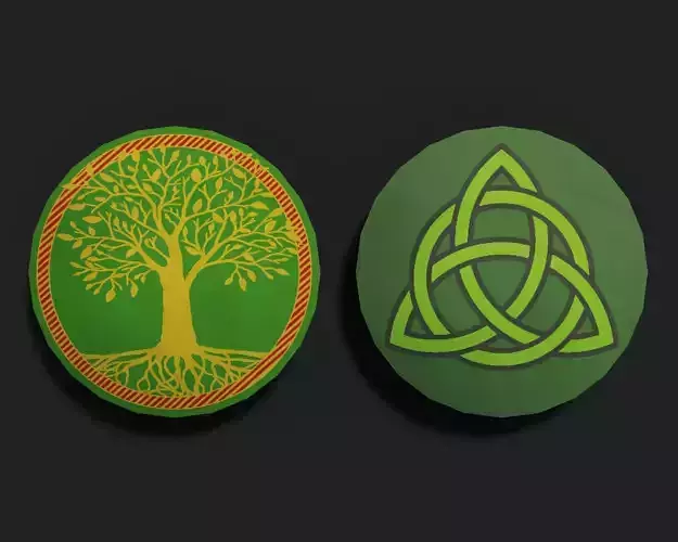 Targe two wooden circles Low-poly 3D model