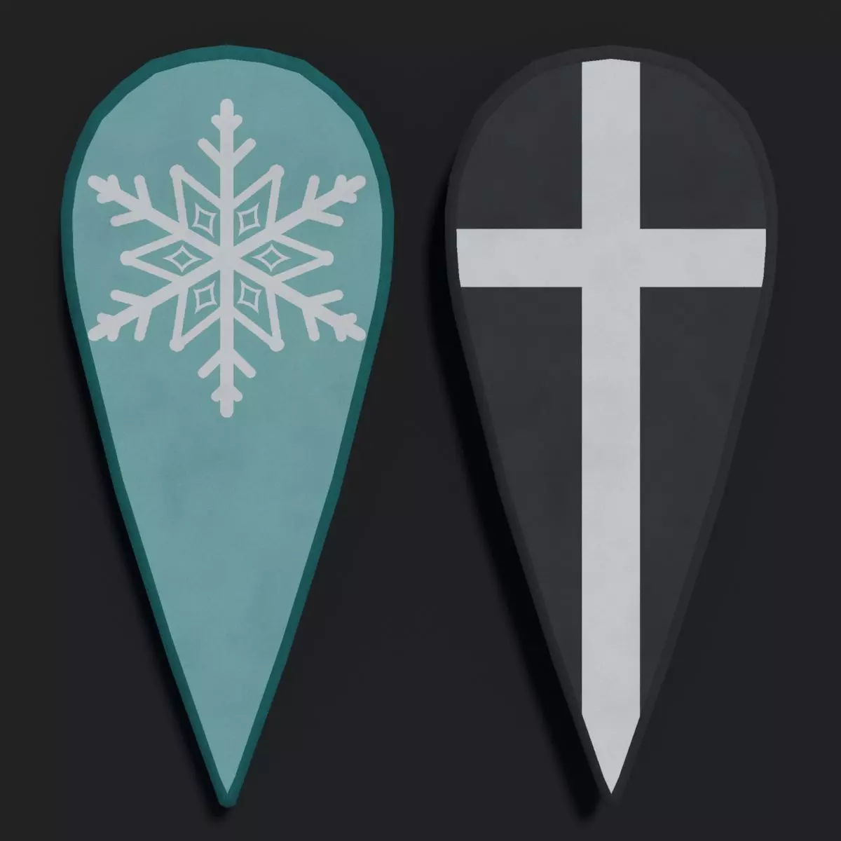 Kite Shield - Flat Low-poly 3D model_0