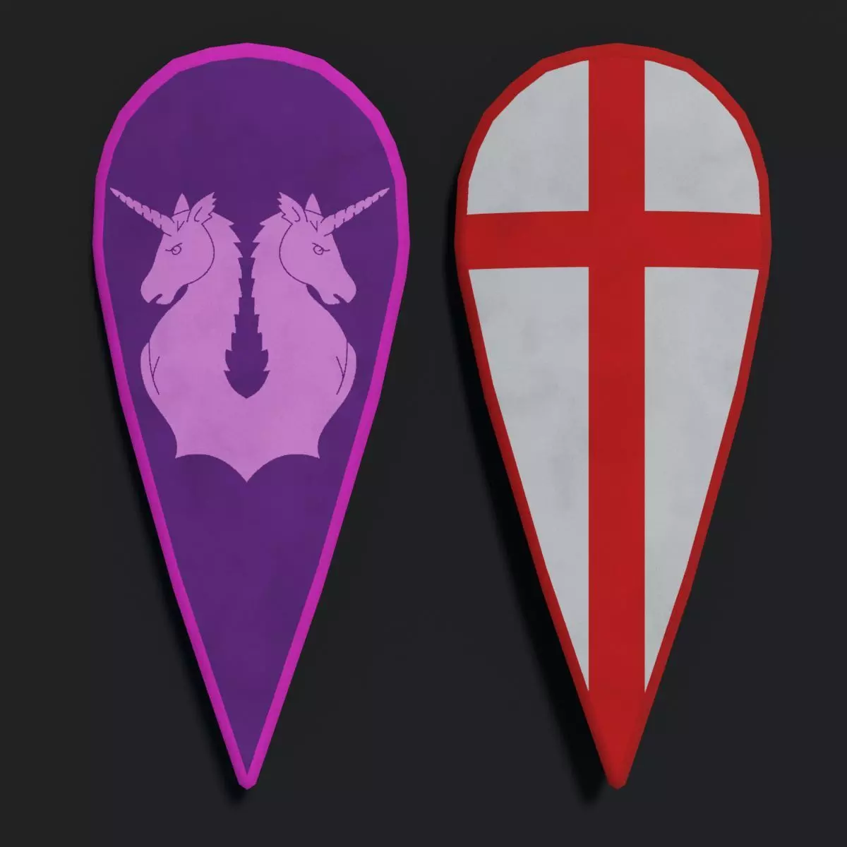 Kite Shield - Curved Low-poly 3D model_0