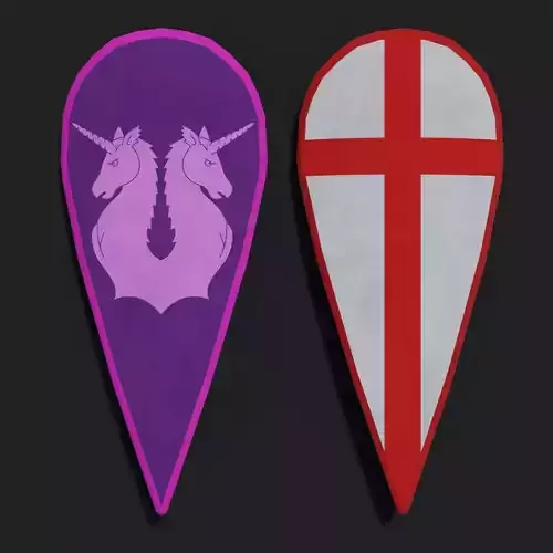 Kite Shield - Curved Low-poly 3D model