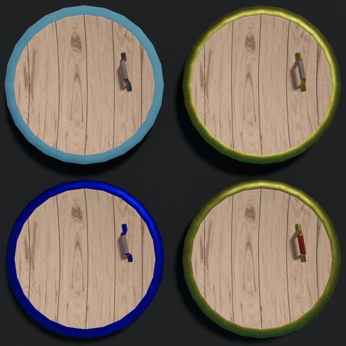 Hoplon four badges Low-poly 3D model_1