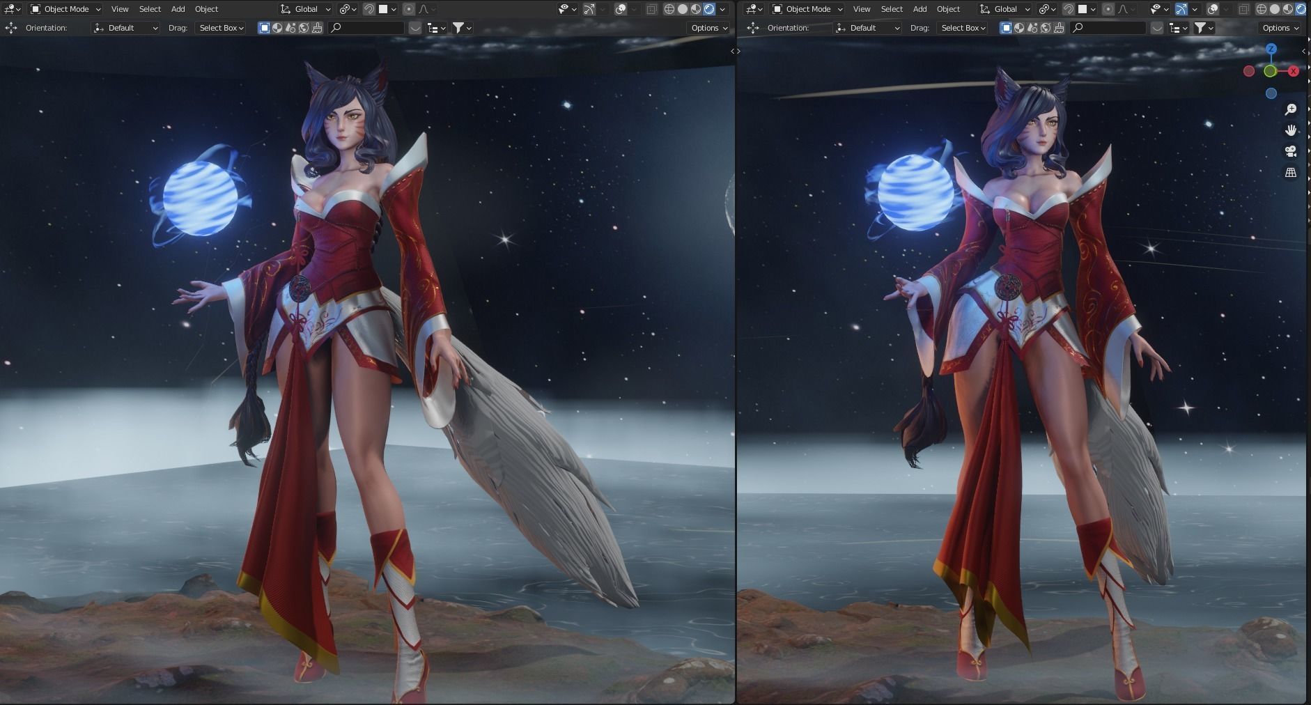 Ahri Modelling  Blender   Full process videos and 3D model 3D model_4